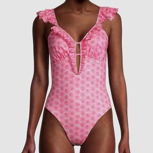 COPY - LoveShackFancy Women's Pink Rosebud Tibbie One-Piece Swimsuit Size L